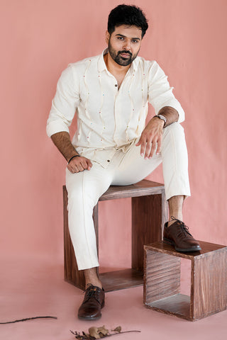 ITIDOR Niran Shirt - Pleated Cuff, Embroided Pleats On Front