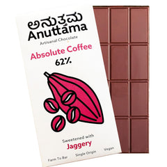 ANUTTAMA Dark Chocolate Absolute Coffee - 62% Cocoa - Vegan Chocolate Bar - 50 gm