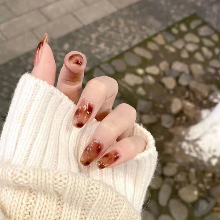 Gush Beauty Brown Cat Eye - Short Square - Press on Nails