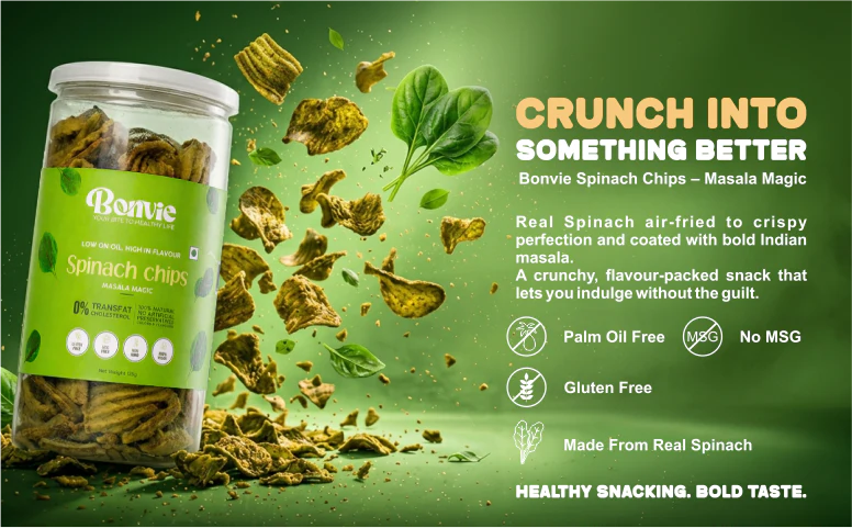 Bonvie Spinach Chips - Masala Magic Pack of 3
