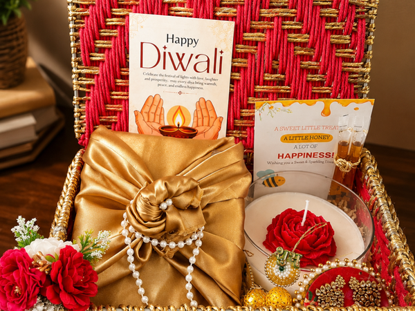 Artecasa Crimson Bloom Festive Gift Basket – Premium Diwali Gift Hamper