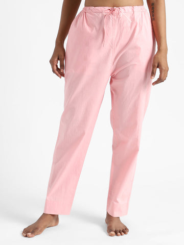 LivBio Women's Pants | Rose Pink | 100% Organic Cotton | Naturally Dyed Trousers | Slim Fit