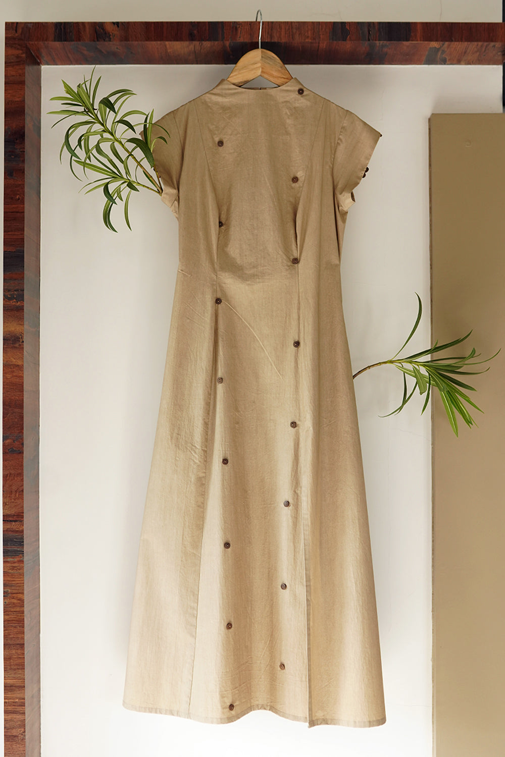 ITIDOR Coral Faye Tea Length Dress - Cap Sleeves
