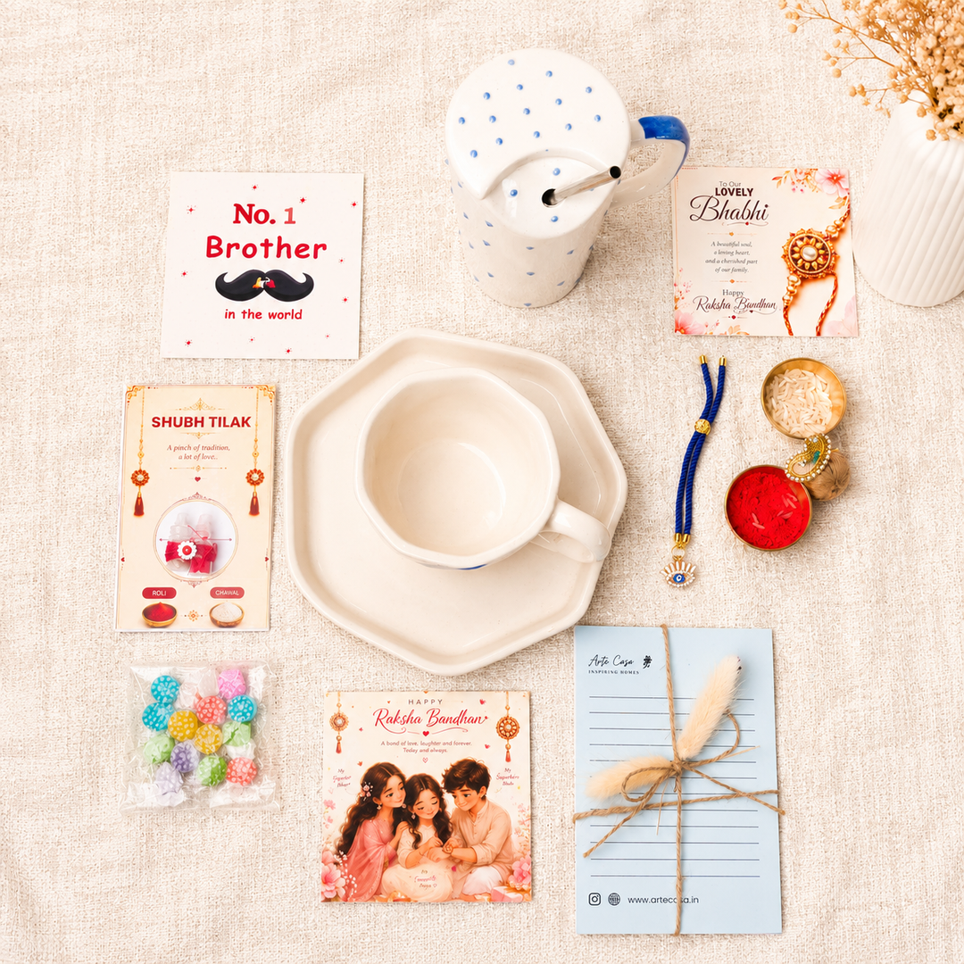Artecasa Nazar Se Surakshit Rakhi Hamper | Evil Eye Rakhi Gift for Brother & Bhabhi