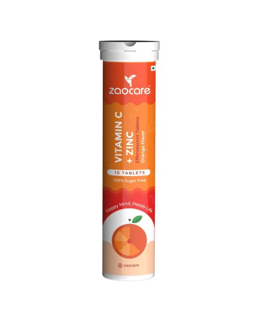 Zaocare Vitamin C & Zinc Effervescent Tablets For Glowing Skin | Immunity Booster | For Men & Women