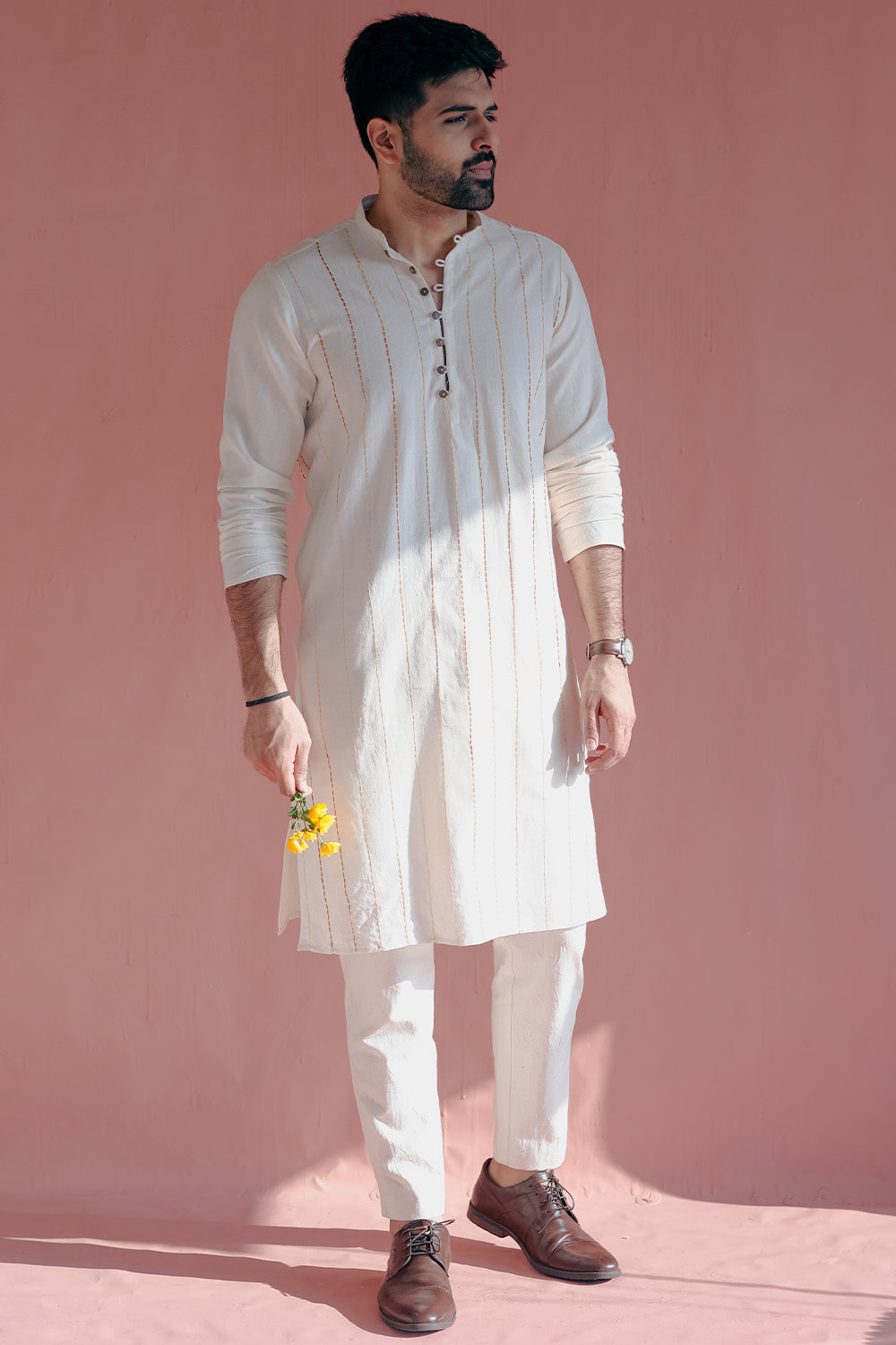 ITIDOR Aralinn Kurta - Chinese Collar, Back Waist Elastic