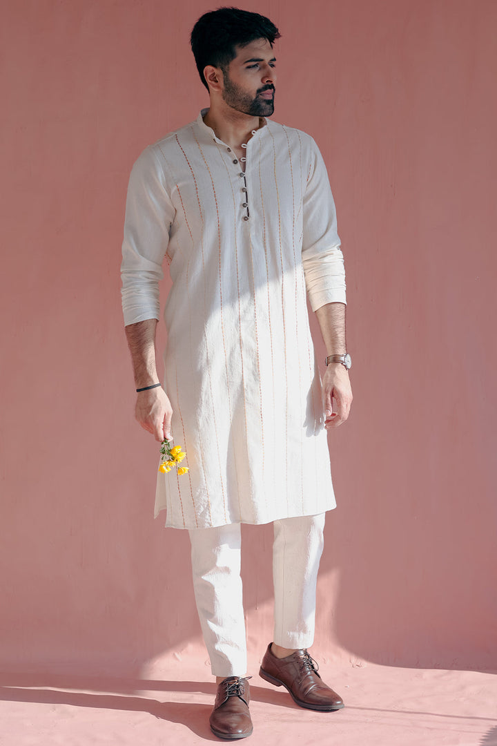 ITIDOR Aralinn Kurta - Chinese Collar, Back Waist Elastic