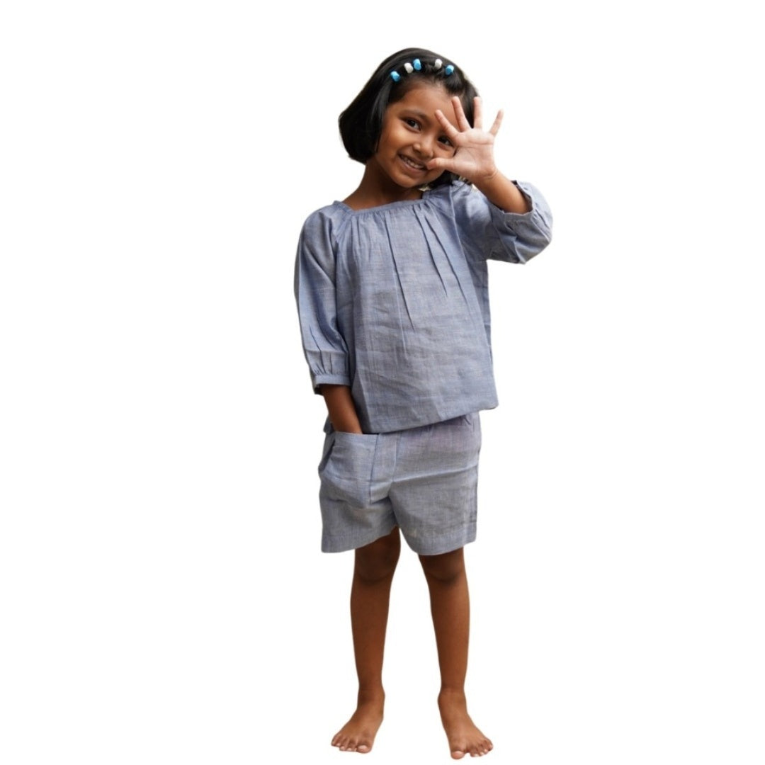 Neelpari Set' - 100% Handspun Khadi Girls' Co-ord Set