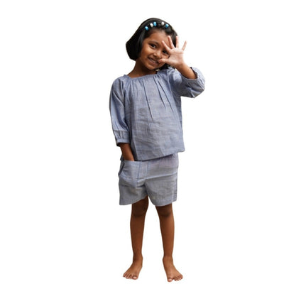 Neelpari Set' - 100% Handspun Khadi Girls' Co-ord Set