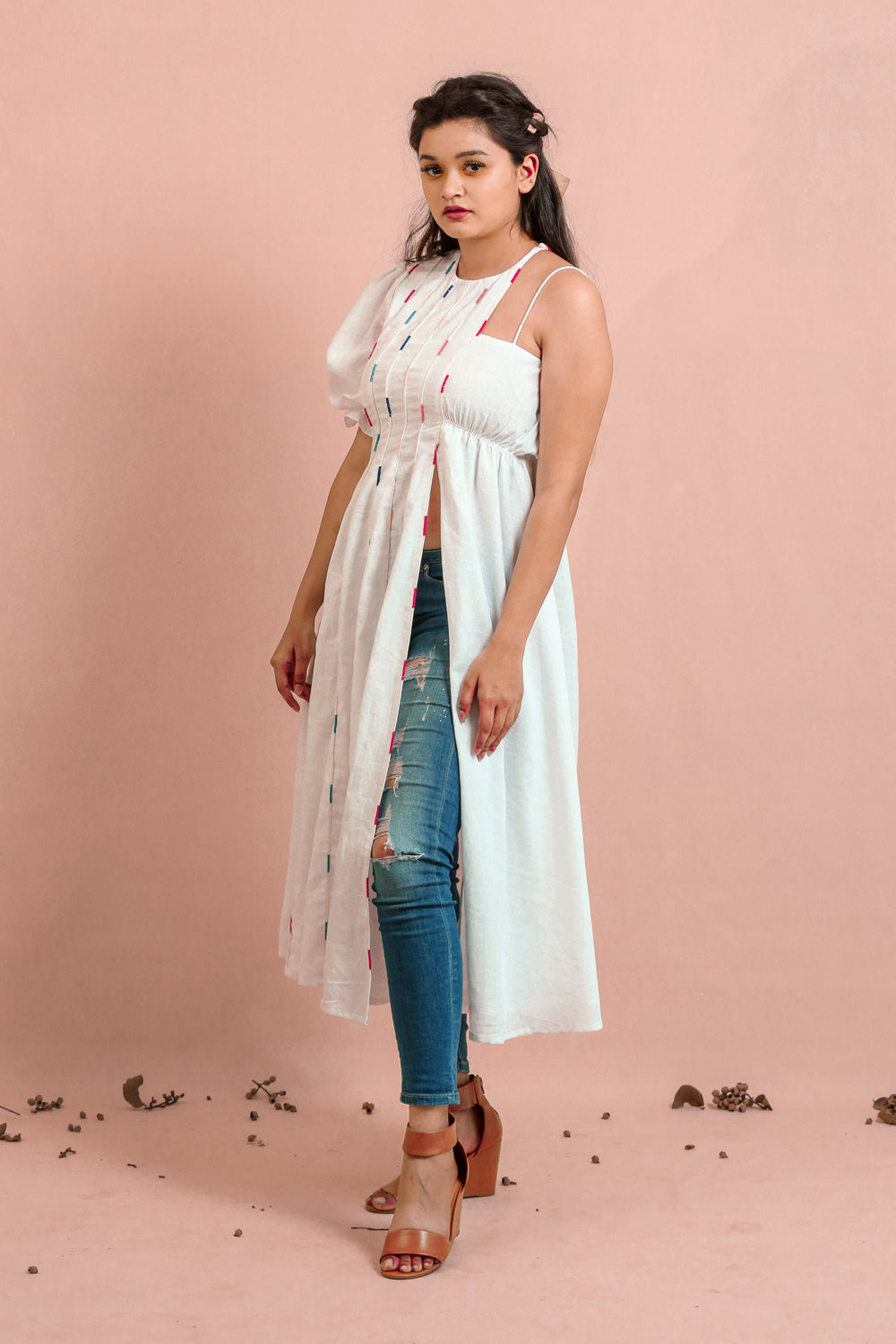 ITIDOR Wabi Sabi Kurti - Puff Sleeve,  Single Dori On One Side