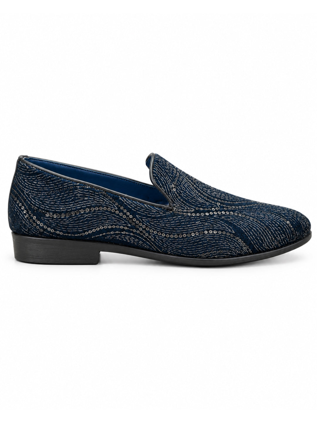 Ethnic Teal Blue Sequin Slip-on -006