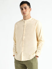 LivBio Men's Shirt | Pale Apricot Peach | Full Sleeve | Round Neck Collar | Naturally Dyed 100% Organic Cotton
