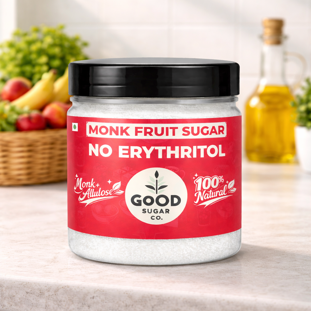 Good Sugar Co. Monk Fruit Powder Sugar | NO Erythritol, | Monk + Allulose | 100% Natural, 90% Less Cal than sugar | Diabetic Safe