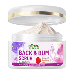 Nutrainix Organics Back & Bum Scrub Brightening Exfoliator for Dark Spot Removal & Smooth, Radiant Skin - 50 gm