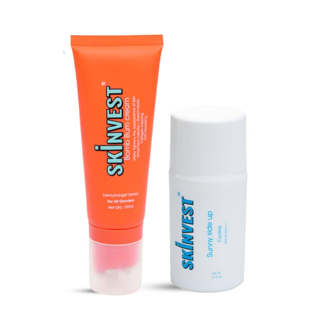 Skinvest Sunny Side Up Sunscreen SPF 50 PA++++ Broad Spectrum For Pigmentation, Dark Spots, Sun Tan and Bomb Bum Body Skin Tightening, Stretch Marks Reducing Cream 100ml