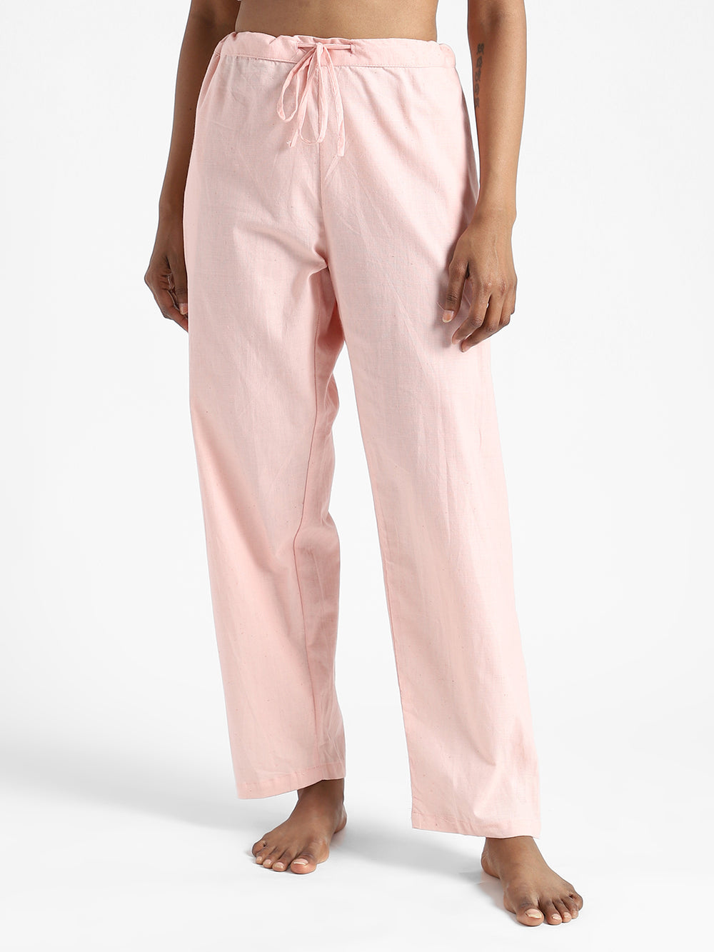 LivBio Women's Pants | Rose Pink | 100% Organic Cotton | Naturally Dyed | Hand Spun and Hand Woven Trousers | Relaxed Fit
