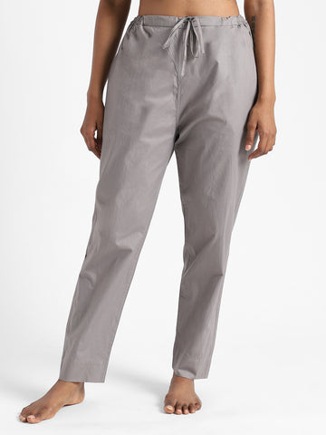 LivBio Women's Pants | Iron Grey | 100% Organic Cotton | Naturally Dyed Trousers | Slim Fit