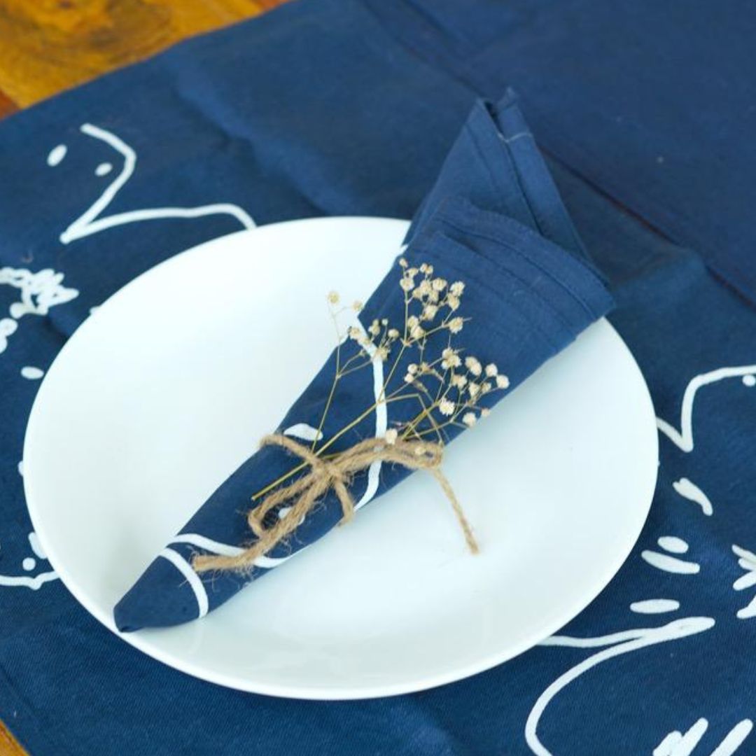 Prasoon table linen set | pure hemp | table runner, napkins and placemats | hand printed in small batches