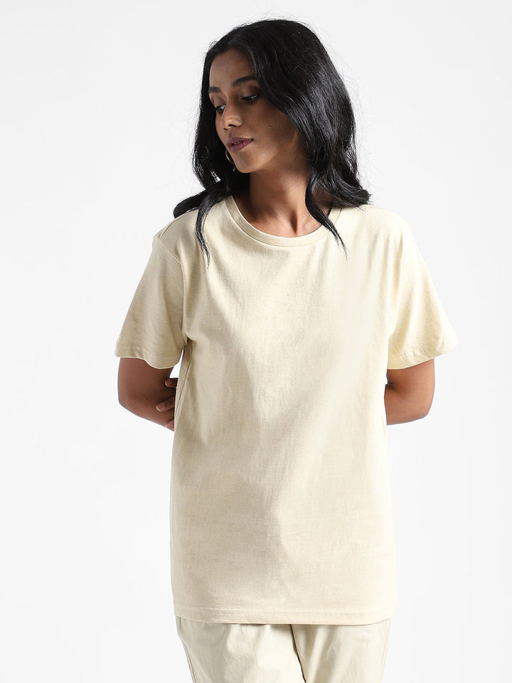 LivBio Women's T-Shirt | Lemon Yellow | 100% Organic Cotton | Naturally Dyed Fiber | Casual Crew Neck