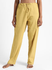 LivBio Women's Pants | Turmeric Yellow | 100% Organic Cotton | Naturally Dyed | Hand Spun and Hand Woven Trousers | Relaxed Fit