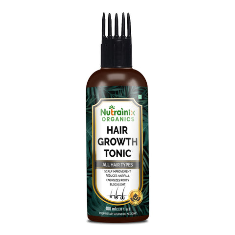Nutrainix Organics Ayurvedic Hair Revival Tonic Scalp Elixir for Thicker, Stronger Hair – Comb Applicator Included - 100 ml