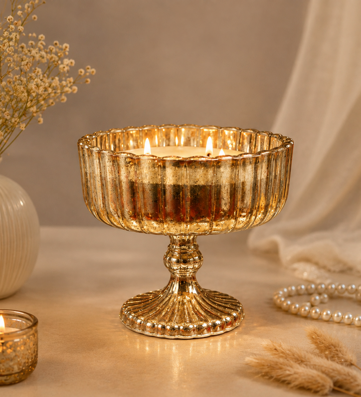 Silver Shimmer Urli Decorative Candle – Elegant Festive Soy Wax Candle