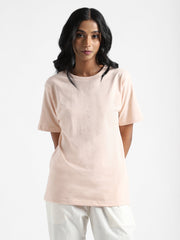 LivBio Women's T-Shirt | Baby Pink | 100% Organic Cotton | Naturally Dyed Fiber | Casual Crew Neck