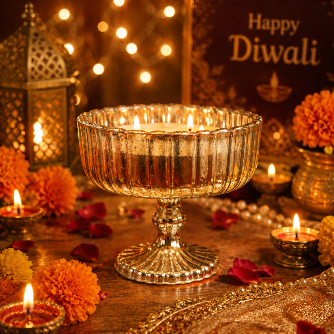 Silver Shimmer Urli Decorative Candle – Elegant Festive Soy Wax Candle