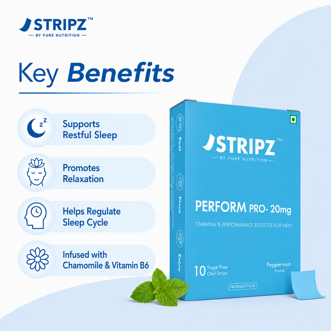 Stripz Perform Pro Oral Strips (Tadalafil IP 20 mg) | Peppermint Flavour