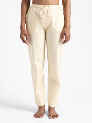 LivBio Women's Pants | Cream Rust | 100% Organic Cotton | Naturally Dyed Trousers | Slim Fit