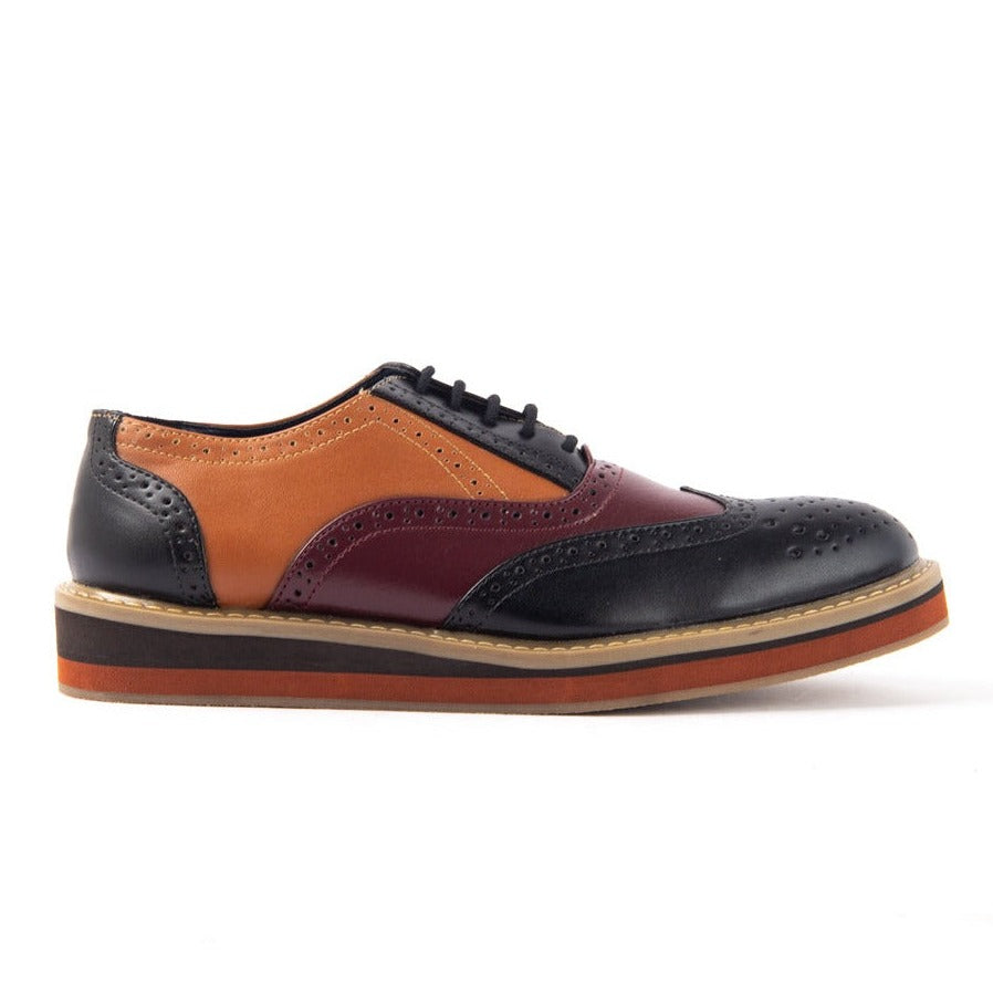 Monkstory Beverly Tricolour Brogues - Black