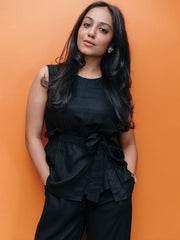 LINEN FRILL BOW CO-ORD SET