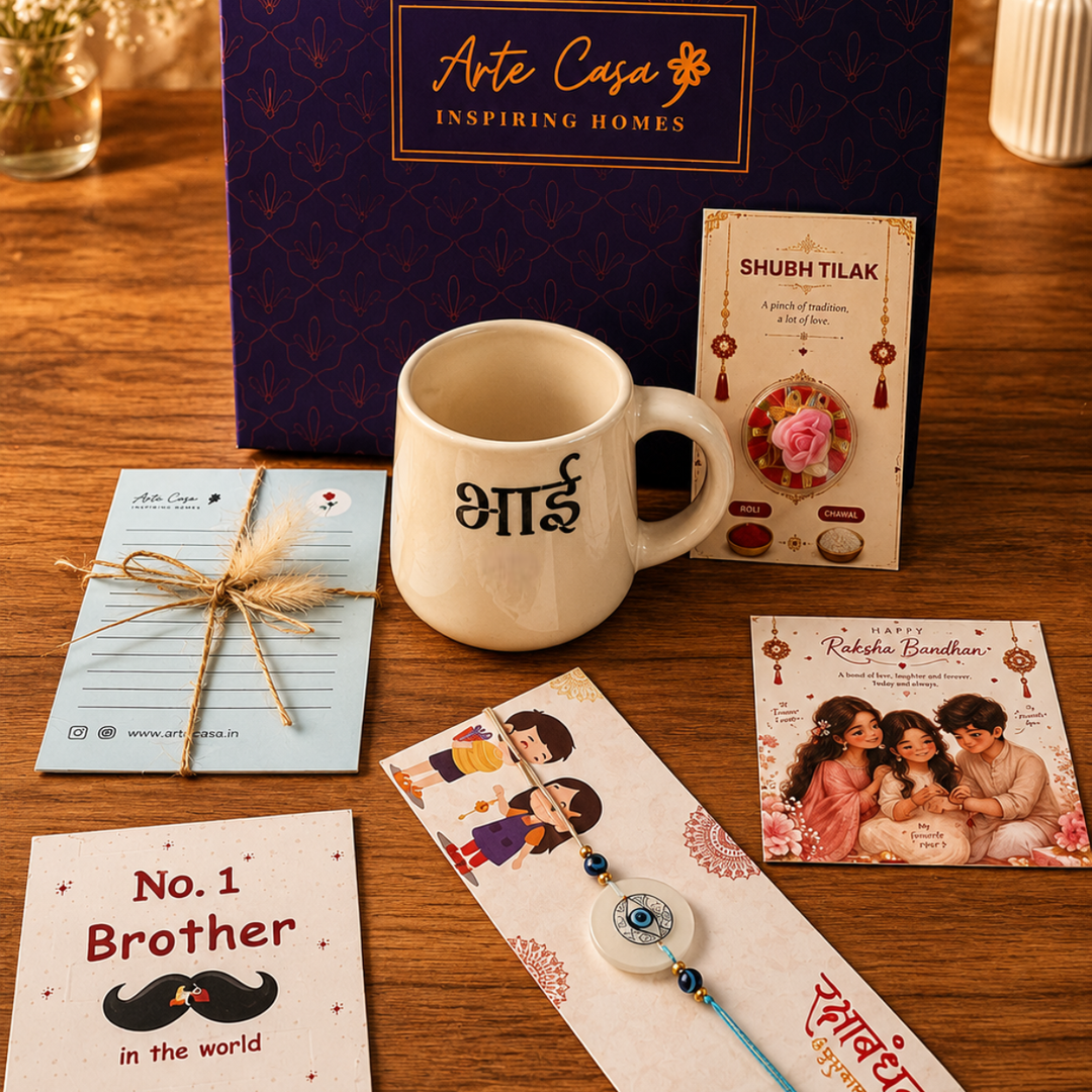 Artecasa Best Bhai Ever Rakhi Box for Brother | Premium Raksha Bandhan Gift Hamper with Bhai Mug, Rakhi, Pooja Essentials, Greeting Card & Personalized Note