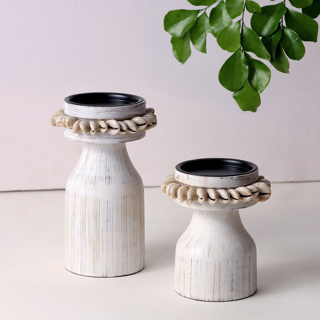 Goomti Twin Flames (White Candle Stands)