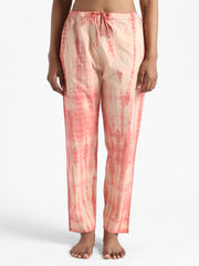LivBio Women's Tie and Dye Pants | Sun Orange | 100% Organic Cotton | Naturally Dyed Trousers | Slim Fit