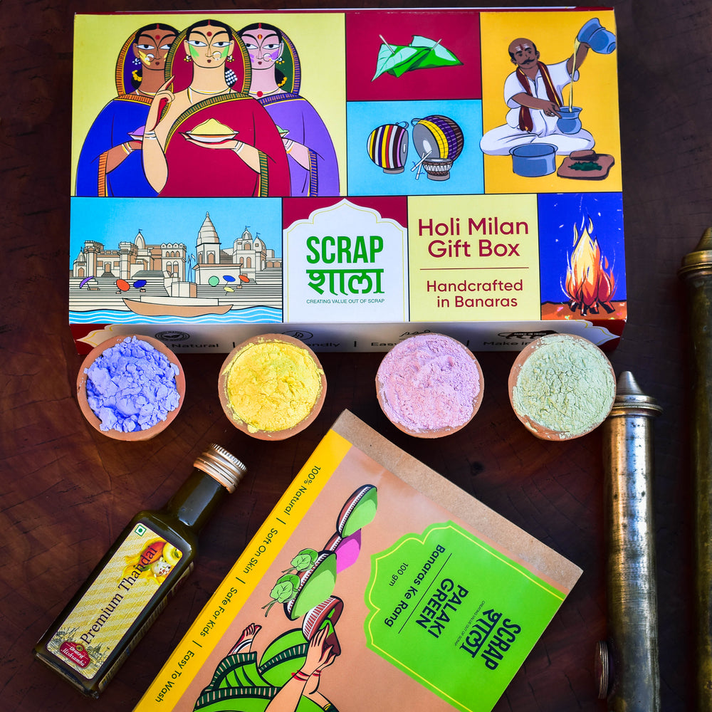 Scrapshala Holi Milan Gift Box | Natural Gulaal & Thandai Mix