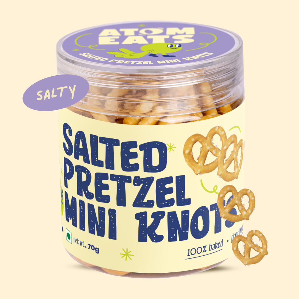 Atom Eats Salted Mini Knots Jar  | (70g Pack X 2) by Atom Eats