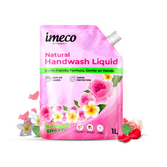 IMECO Bamboo Shakti Bath & Beauty Natural Hand Wash 1 Liter (Pouch) - pH Neutral - No Toxic Effluents, Removes Odors, 99.9% Germs Protection
