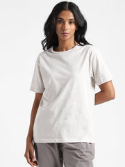 LivBio Women's T-Shirt | Grey Melange | 100% Organic Cotton | Naturally Dyed Fiber | Casual Crew Neck