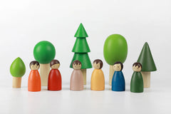 BIRCH & BUG Coloured Birch Folk in Evergreen Forest - Set of 12