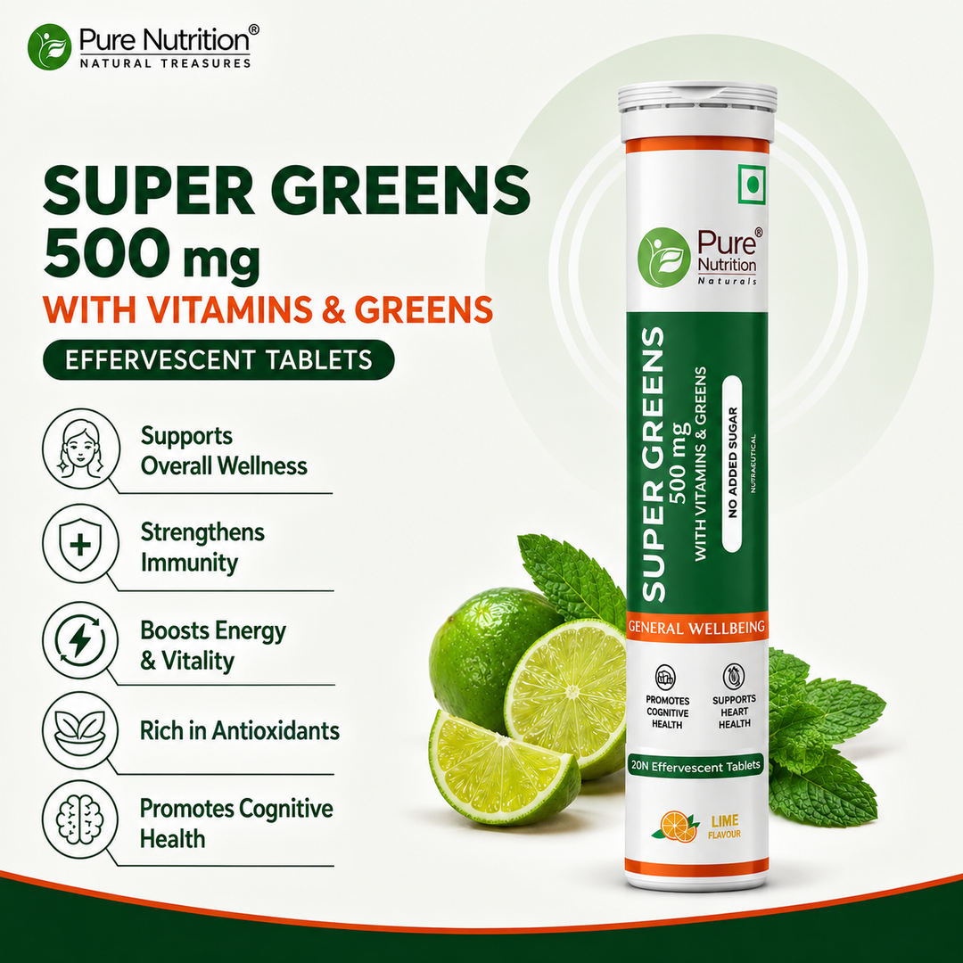 Super Greens 500mg with Vitamins & Greens -  Effervescent Tablets