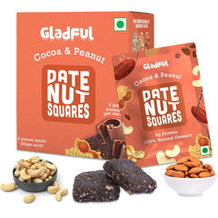 Gladful Date nut squares - cocoa and peanut - pack of 1