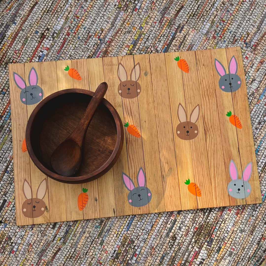 Scrapshala Healthy rabbit place mat | multipurpose | natural reclaimed wood | foldable | stain-proof