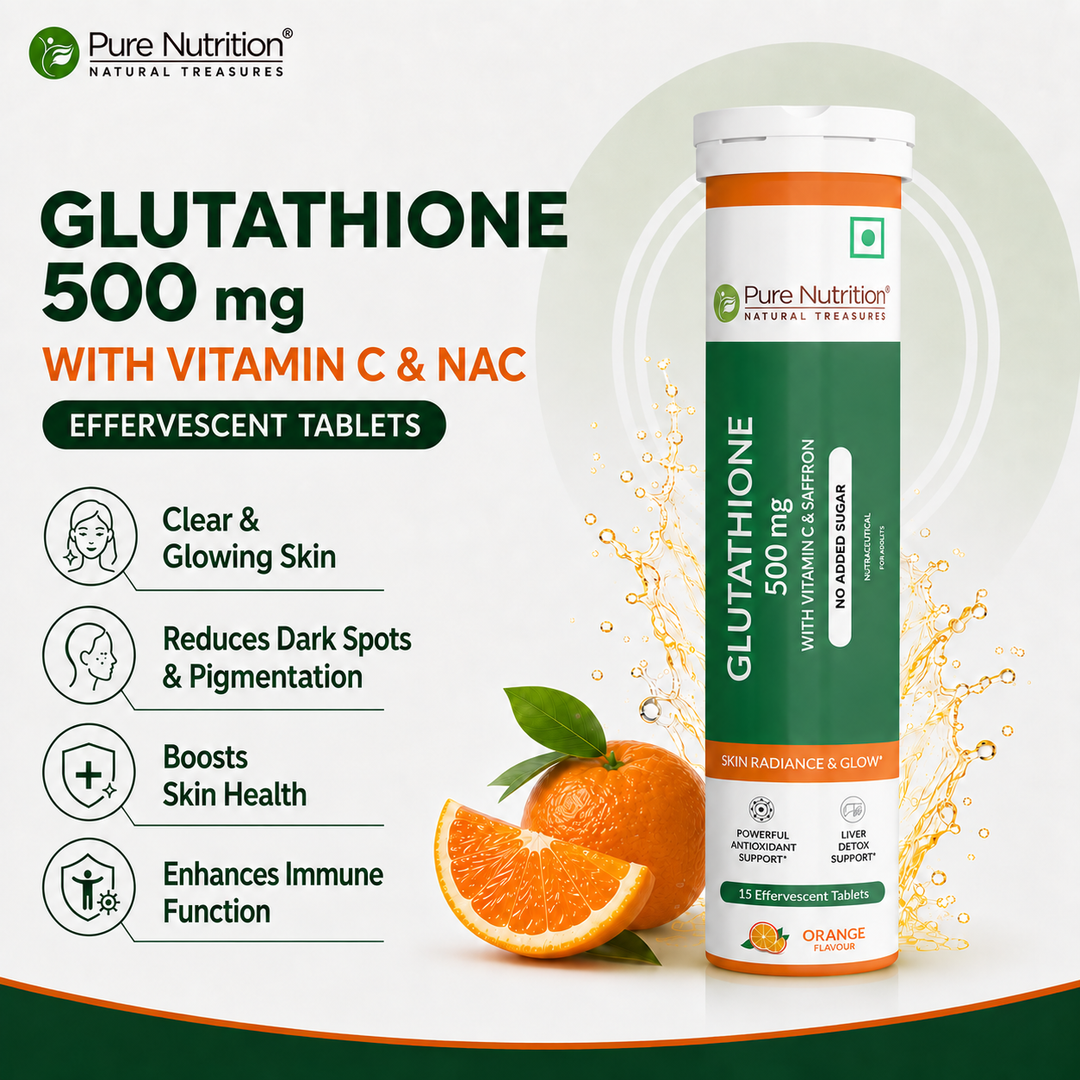 Glutathione 500mg with Vitamin C & Saffron | Effervescent Tablets for Skin Glow