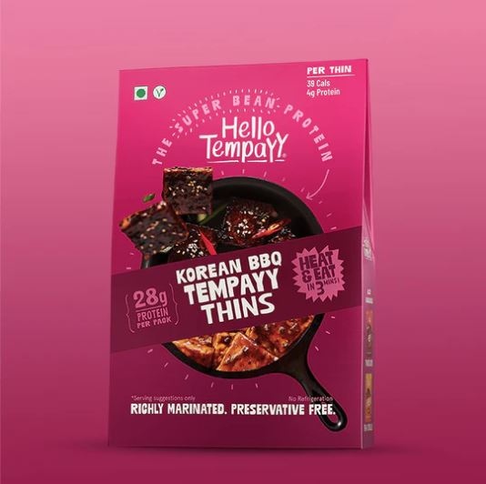 Hello Tempayy Korean BBQ Tempeh Thins | Heat & Eat | 150 g