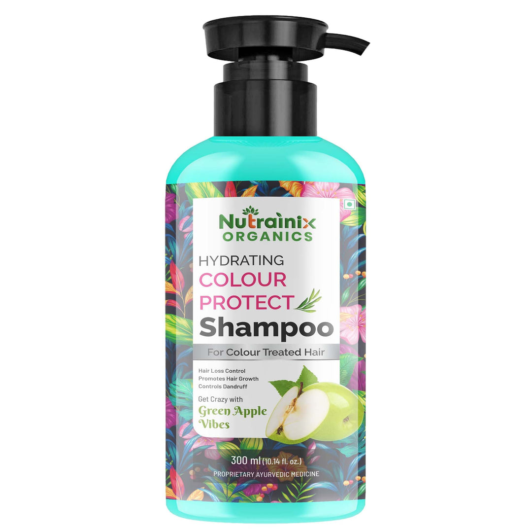 Nutrainix Organics Hydrating Color Protect Shampoo Sulfate-Free Hydration for Vibrant, Treated Hair – Green Apple Freshness - 300 ml
