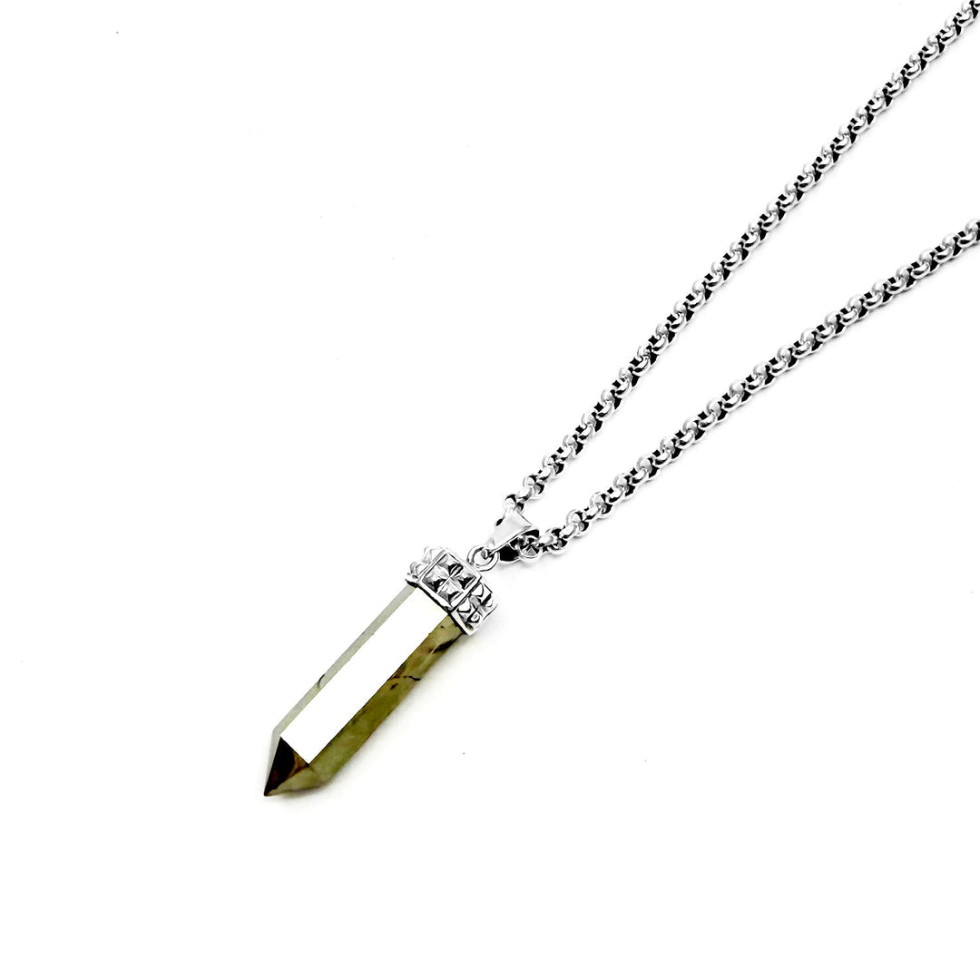 Pyrite stone Pyramid Pendant in 925 sterling silver