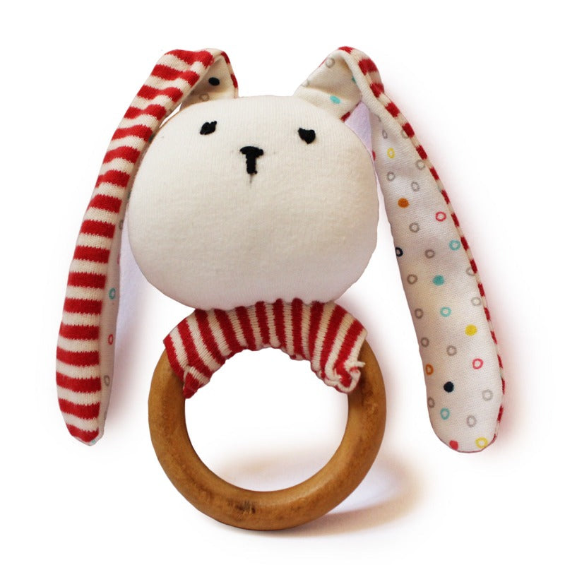 Shumee Striped Bunny Teether & Rattle Ring