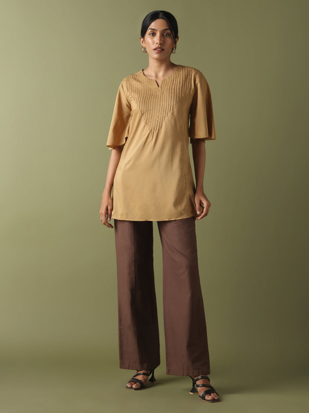 Dhwani Choksi Pin Tucks Tunic - Beige