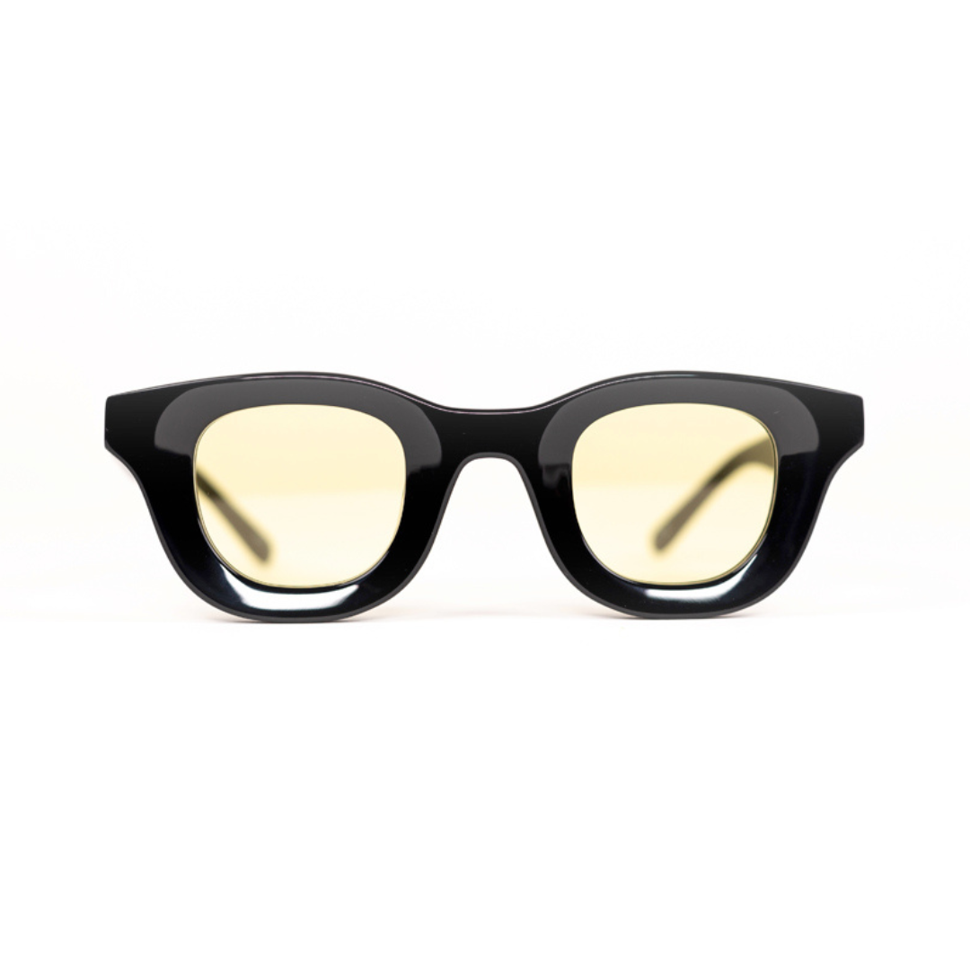 Monkstory MonkStory Thick Acetate Unisex Sunglasses - Black With Yellow Lens
